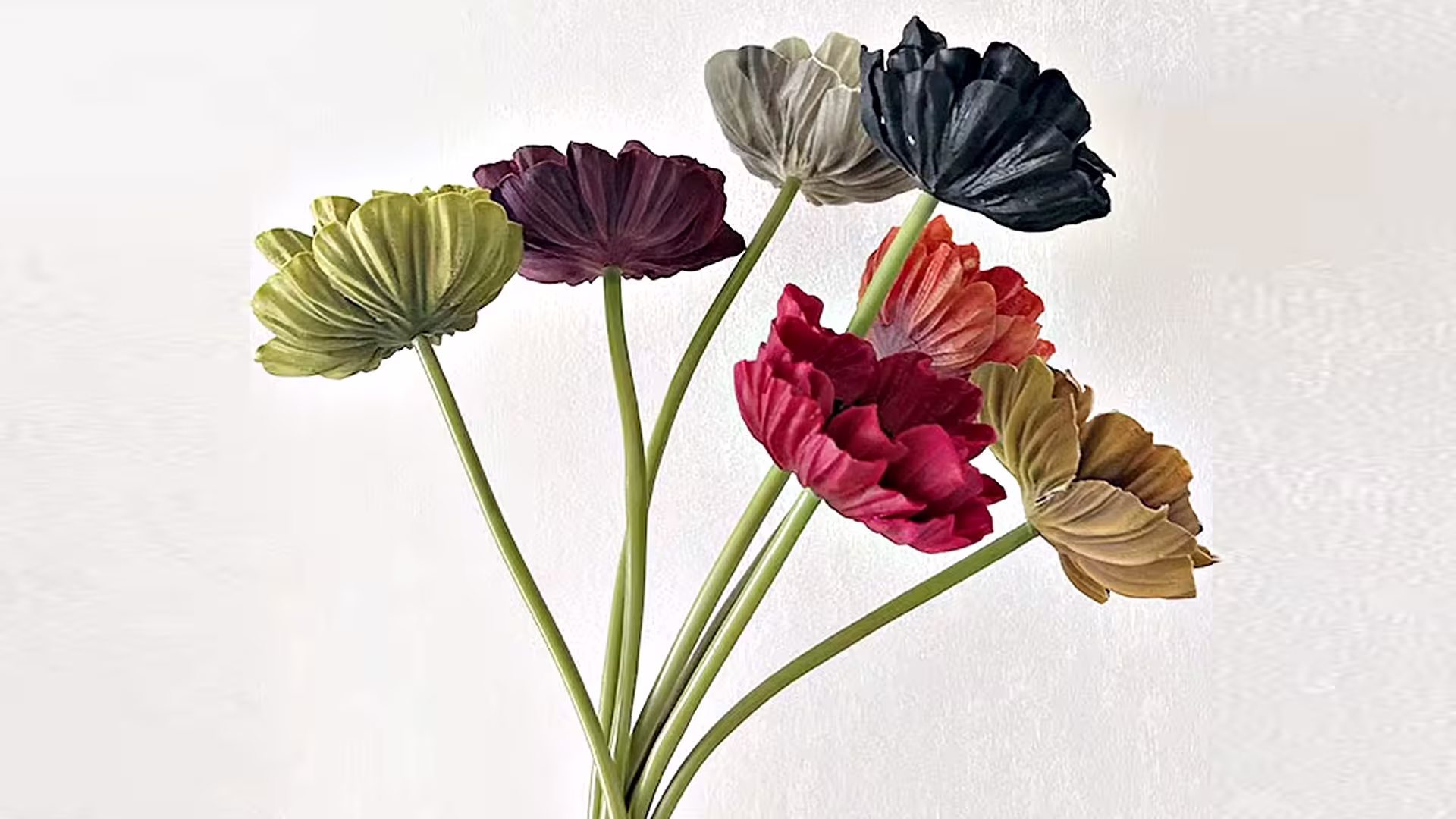 Vintage PU Real Touch Artificial Poppy Flowers