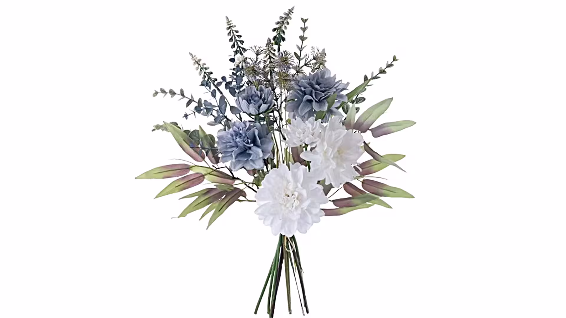  Customized White Blue Dahlia artificial flowers bouquet 