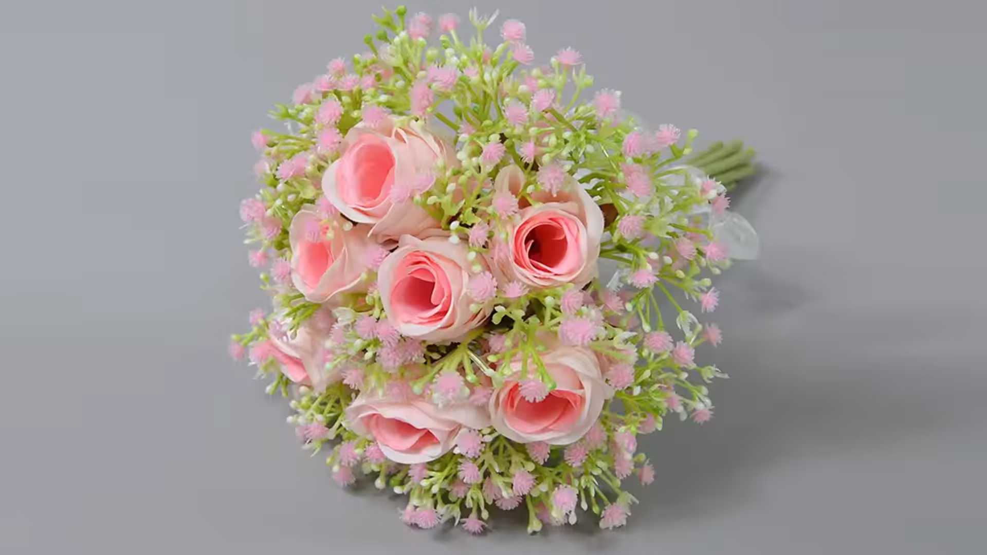 Wedding Bridal Flower Rose Baby Breath Bouquet