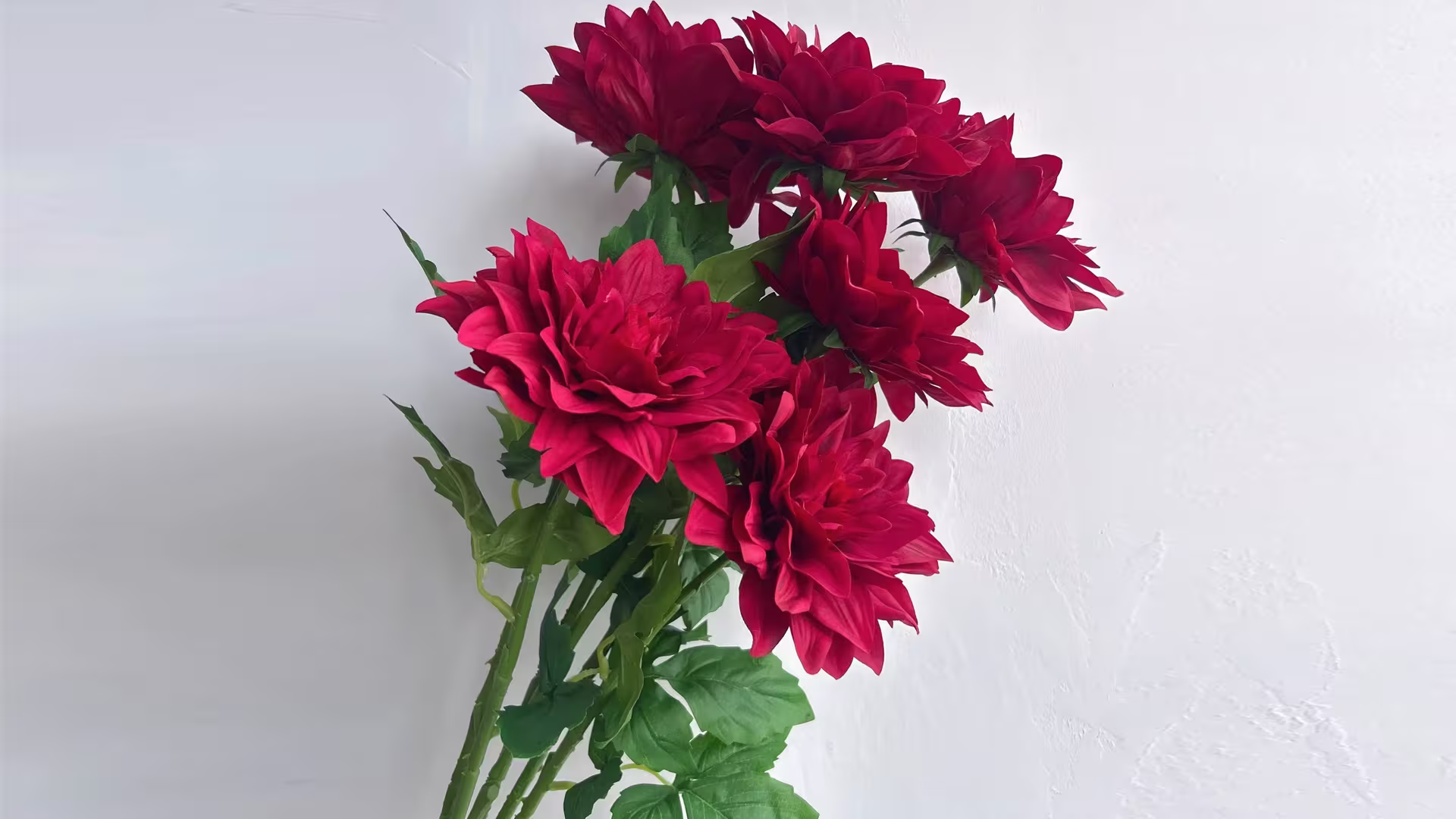  Dahlia Flower Artificial Red Burgundy Real Touch Dahlia