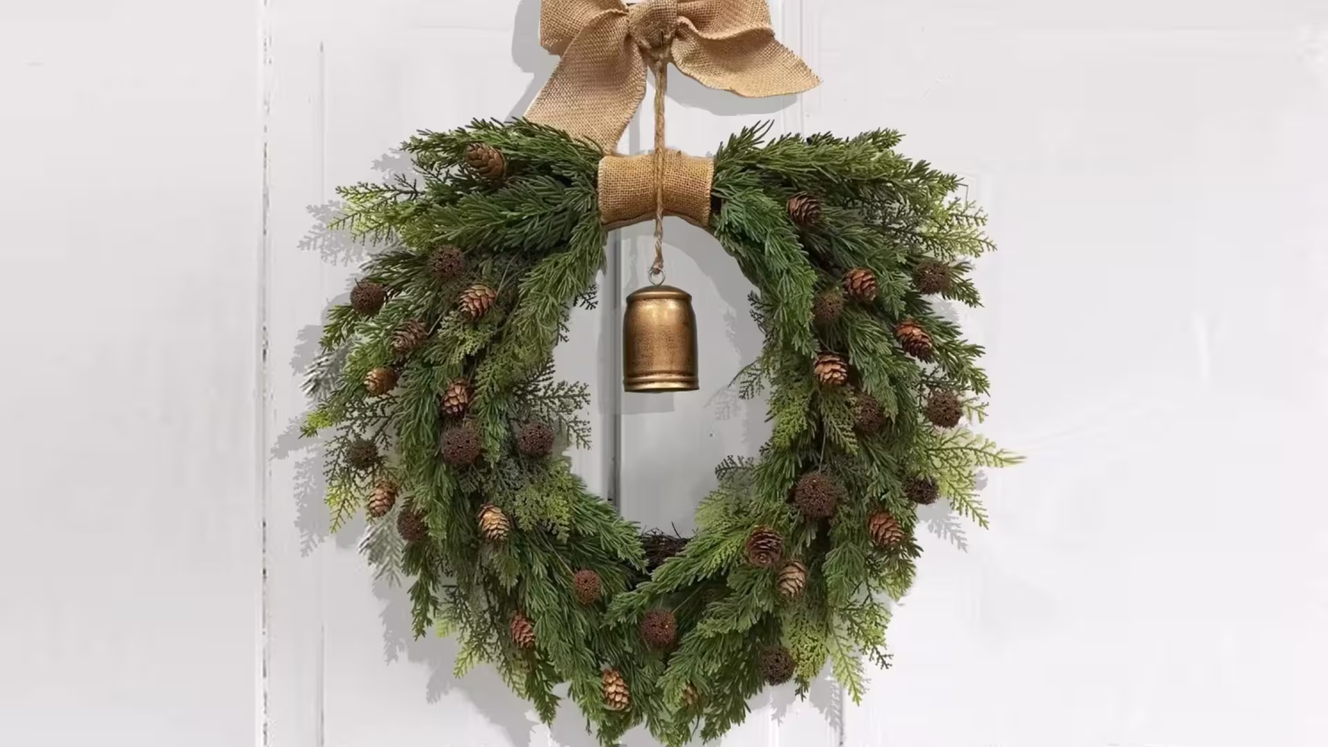  Pine Needle Garland 45cm 50cm Plastic Green Bow Bell Artificial  christmas Deco