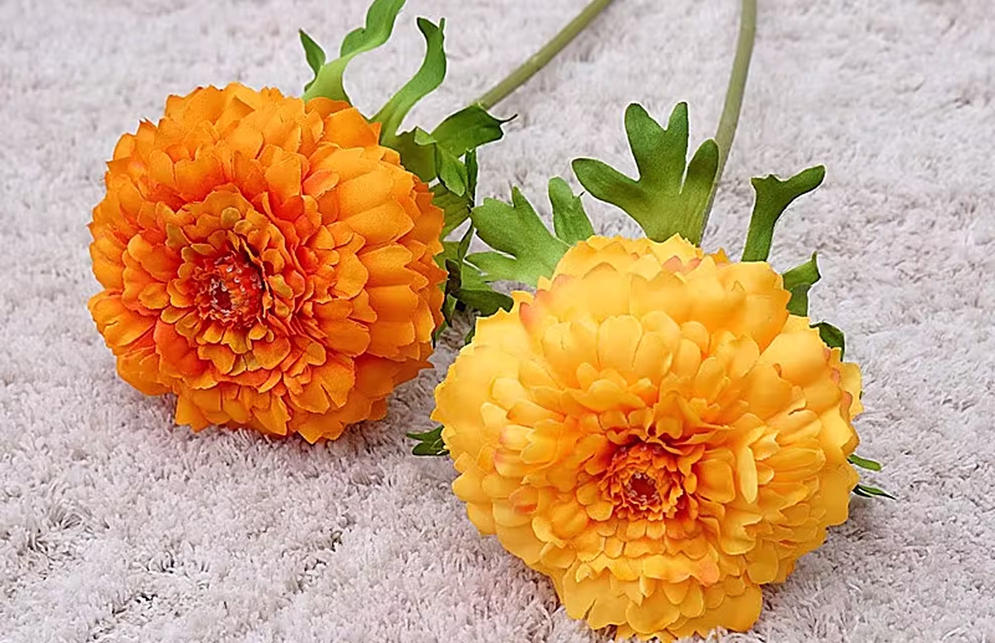 Single Stem Home Decorative Marigold Silk Artificial Flowers